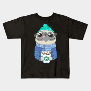 Pug with coffee Kids T-Shirt